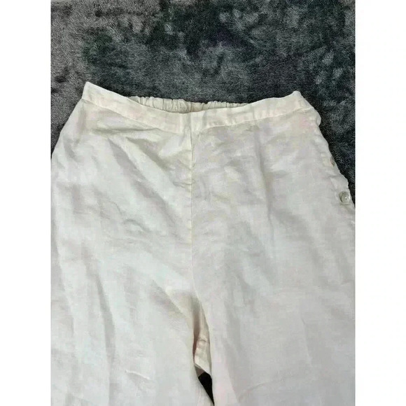Bryn Walker Linen Pants Wide Leg Pull On Buttons Light Pink Size M Made In USA - Picture 2 of 14